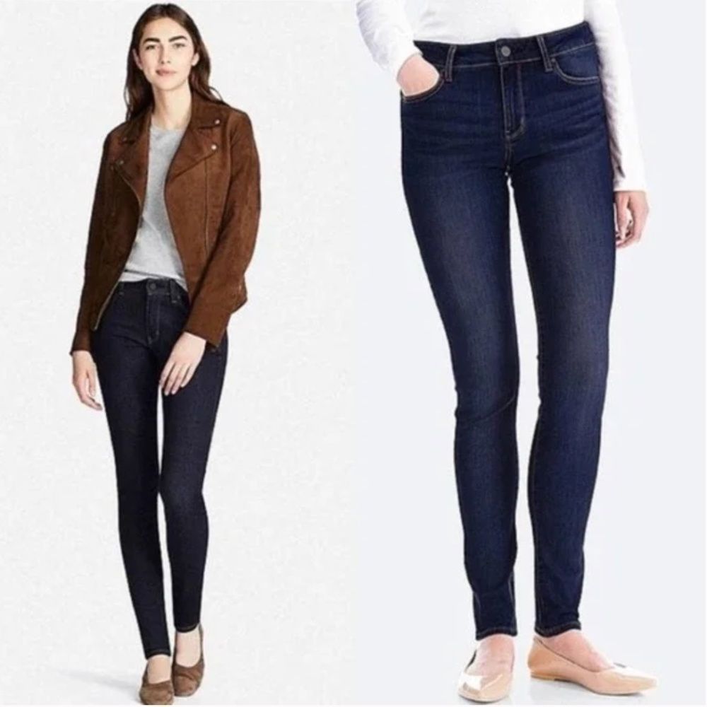 UNIQLO Jeans Skinny Fit Tapered Mid Rise Dark Wash Ultra Stretch Women's Size 27